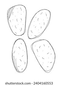 Outline illustration vector image of a potato.
Hand drawn artwork of a potatos.
Simple cute original logo.
Hand drawn vector illustration for posters
