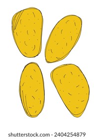 Outline illustration vector image of a potato.
Hand drawn artwork of a potatos.
Simple cute original logo.
Hand drawn vector illustration for posters
