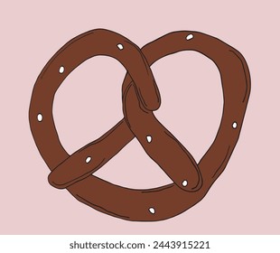 Outline illustration vector image of a  pretzel.
Hand drawn artwork of a pretzel.
Simple cute original logo.
Hand drawn vector illustration for posters.