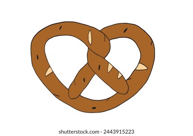 Outline illustration vector image of a  pretzel.
Hand drawn artwork of a pretzel.
Simple cute original logo.
Hand drawn vector illustration for posters.