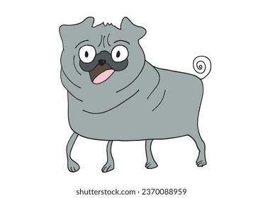 Outline illustration vector image of a pug.
Hand drawn artwork of a pug dog. 
Simple cute original logo.
Hand drawn vector illustration for posters, cards, t-shirts.