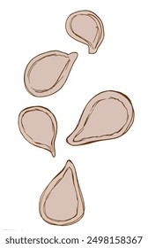 Outline illustration vector image of a pumpkin seeds.
Hand drawn artwork of a pumpkin seeds.
Simple cute original logo.
Hand drawn vector illustration for posters.