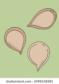 Outline illustration vector image of a pumpkin seeds.
Hand drawn artwork of a pumpkin seeds.
Simple cute original logo.
Hand drawn vector illustration for posters.