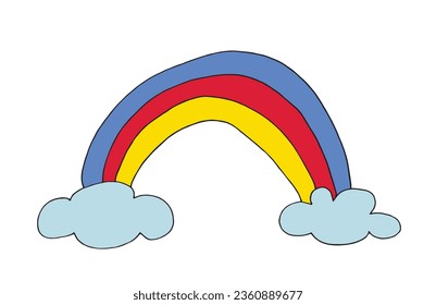 Outline illustration vector image of a rainbow.
Hand drawn artwork of a rainbow. 
Simple cute original logo.
Hand drawn vector illustration for posters, cards, t-shirts.