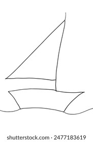 Outline illustration vector image of a sailing boat.
Hand drawn artwork of a ship for sailing.
Simple cute original logo.
Hand drawn vector illustration for posters.