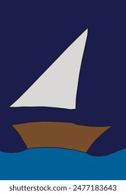 Outline illustration vector image of a sailing boat.
Hand drawn artwork of a ship for sailing.
Simple cute original logo.
Hand drawn vector illustration for posters.