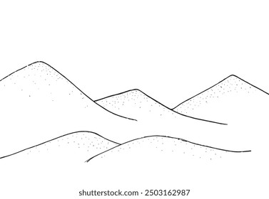 Outline illustration vector image of a sand dunes.
Hand drawn artwork of a sand dunes.
Simple cute original logo.
Hand drawn vector illustration for posters.