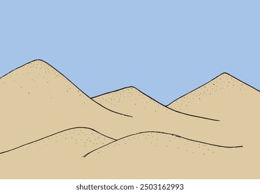 Outline illustration vector image of a sand dunes.
Hand drawn artwork of a sand dunes.
Simple cute original logo.
Hand drawn vector illustration for posters.