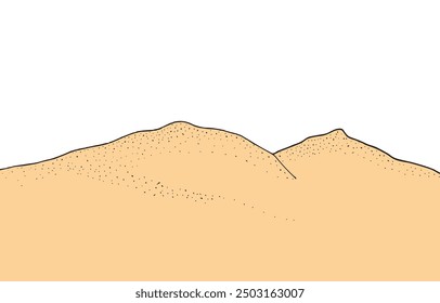 Vektorgrafik einer Sanddünen mit Umrissen.
Handgezeichnetes Kunstwerk aus Sanddünen.
Einfaches, niedliches Original-Logo.
Handgezeichnete Vektorgrafik für Poster.