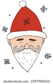 Outline illustration vector image of a Santa Claus.
Hand drawn artwork of a Santa Claus.
Simple cute original logo.
Hand drawn vector illustration for posters, cards, t-shirts.
