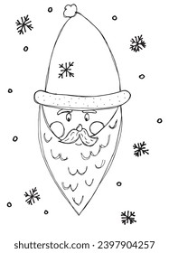 Outline illustration vector image of a Santa Claus.
Hand drawn artwork of a Santa Claus.
Simple cute original logo.
Hand drawn vector illustration for posters, cards, t-shirts.