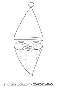 Outline illustration vector image of a Santa Claus.
Hand drawn artwork of a Santa Claus.
Simple cute original logo.
Hand drawn vector illustration for posters.