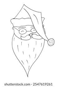 Esquema ilustración Vector Imagen de un Santa Claus.
Dibujado a mano obra de arte de un Santa Claus.
Logo original lindo simple.
Ilustración vectorial dibujada a mano para carteles.