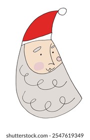 Esquema ilustración Vector Imagen de un Santa Claus.
Dibujado a mano obra de arte de un Santa Claus.
Logo original lindo simple.
Ilustración vectorial dibujada a mano para carteles.