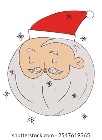 Outline illustration vector image of a Santa Claus.
Hand drawn artwork of a Santa Claus.
Simple cute original logo.
Hand drawn vector illustration for posters.