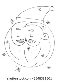 Esquema ilustración Vector Imagen de un Santa Claus.
Dibujado a mano obra de arte de un Santa Claus.
Logo original lindo simple.
Ilustración vectorial dibujada a mano para carteles.