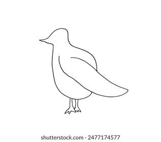 Outline illustration vector image of a seagull.
Hand drawn artwork of a seagull.
Simple cute original logo.
Hand drawn vector illustration for posters.