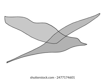 Outline illustration vector image of a seagull.
Hand drawn artwork of a seagull.
Simple cute original logo.
Hand drawn vector illustration for posters.