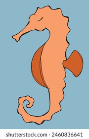 Outline illustration vector image of a seahorse.
Hand drawn artwork of a seahorse.
Simple cute original logo.
Hand drawn vector illustration for posters.