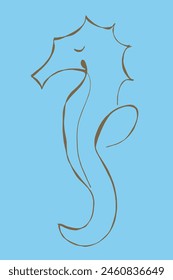 Outline illustration vector image of a seahorse.
Hand drawn artwork of a seahorse.
Simple cute original logo.
Hand drawn vector illustration for posters.