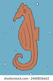 Outline illustration vector image of a seahorse.
Hand drawn artwork of a seahorse.
Simple cute original logo.
Hand drawn vector illustration for posters.