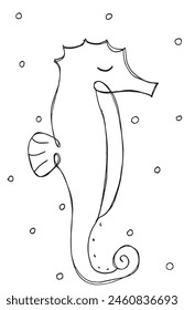 Outline illustration vector image of a seahorse.
Hand drawn artwork of a seahorse.
Simple cute original logo.
Hand drawn vector illustration for posters.