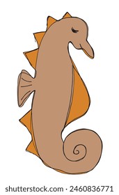 Outline illustration vector image of a seahorse.
Hand drawn artwork of a seahorse.
Simple cute original logo.
Hand drawn vector illustration for posters.