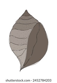 Ilustración de contorno Imagen de Vector de una concha.
Obra de arte dibujada a mano de conchas marinas.
Simple lindo logotipo original.
Ilustración vectorial dibujada a mano para carteles.
