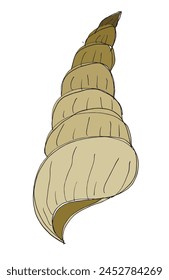 Umriss Illustration Vektorgrafik Bild einer Muschel.
Handgezeichnetes Kunstwerk einer Muschel.
Einfaches, niedliches Original-Logo.
Handgezeichnete Vektorillustration für Poster.