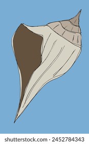 Ilustración de contorno Imagen de Vector de una concha.
Obra de arte dibujada a mano de conchas marinas.
Simple lindo logotipo original.
Ilustración vectorial dibujada a mano para carteles.