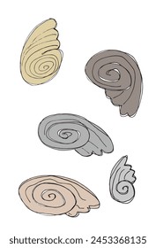 Outline illustration vector image of a seashell.
Hand drawn artwork of a seashells.
Simple cute original logo.
Hand drawn vector illustration for posters.