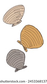 Outline illustration vector image of a seashell.
Hand drawn artwork of a seashells.
Simple cute original logo.
Hand drawn vector illustration for posters.