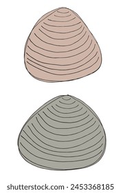 Ilustración de contorno Imagen de Vector de una concha.
Obra de arte dibujada a mano de conchas marinas.
Simple lindo logotipo original.
Ilustración vectorial dibujada a mano para carteles.