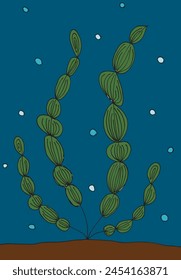 Ilustración de contorno Imagen de Vector de un alga marina.
Obra de arte dibujada a mano de un alga.
Simple lindo logotipo original.
Ilustración vectorial dibujada a mano para carteles.