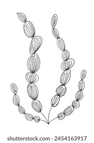 Outline illustration vector image of a seaweed.
Hand drawn artwork of a seaweed.
Simple cute original logo.
Hand drawn vector illustration for posters.
