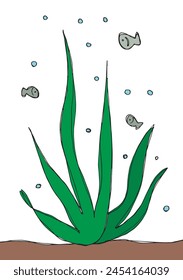 Ilustración de contorno Imagen de Vector de un alga marina.
Obra de arte dibujada a mano de un alga.
Simple lindo logotipo original.
Ilustración vectorial dibujada a mano para carteles.