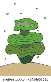 Ilustración de contorno Imagen de Vector de un alga marina.
Obra de arte dibujada a mano de un alga.
Simple lindo logotipo original.
Ilustración vectorial dibujada a mano para carteles.