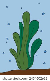 Ilustración de contorno Imagen de Vector de un alga marina.
Obra de arte dibujada a mano de un alga.
Simple lindo logotipo original.
Ilustración vectorial dibujada a mano para carteles.