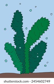 Ilustración de contorno Imagen de Vector de un alga marina.
Obra de arte dibujada a mano de un alga.
Simple lindo logotipo original.
Ilustración vectorial dibujada a mano para carteles.