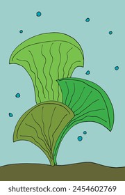 Ilustración de contorno Imagen de Vector de un alga marina.
Obra de arte dibujada a mano de un alga.
Simple lindo logotipo original.
Ilustración vectorial dibujada a mano para carteles.