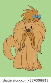Outline illustration vector image of a shih tzu.
Hand drawn artwork of a shih tzu dog. 
Simple cute original logo.
Hand drawn vector illustration for posters, cards, t-shirts.
