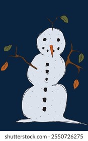Outline illustration vector image of a snowman.
Hand drawn artwork of a snowman.
Simple cute original logo.
Hand drawn vector illustration for posters.