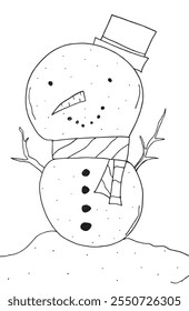 Outline illustration vector image of a snowman.
Hand drawn artwork of a snowman.
Simple cute original logo.
Hand drawn vector illustration for posters.