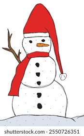 Outline illustration vector image of a snowman.
Hand drawn artwork of a snowman.
Simple cute original logo.
Hand drawn vector illustration for posters.