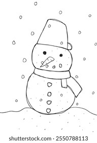 Outline illustration vector image of a snowman.
Hand drawn artwork of a snowman.
Simple cute original logo.
Hand drawn vector illustration for posters.
