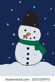 Outline illustration vector image of a snowman.
Hand drawn artwork of a snowman.
Simple cute original logo.
Hand drawn vector illustration for posters.