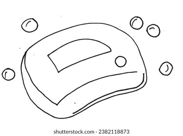 Outline illustration vector image of a soap.
Hand drawn artwork of a soap. 
Simple cute original logo.
Hand drawn vector illustration for posters, cards, t-shirts.