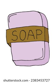 Outline illustration vector image of a soap.
Hand drawn artwork of a soap. 
Simple cute original logo.
Hand drawn vector illustration for posters, cards, t-shirts.