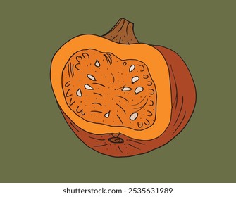 Outline illustration vector image of squashes and pumpkins.
Hand drawn artwork of a pumpkin.
Simple cute original logo.
Hand drawn vector illustration for posters.