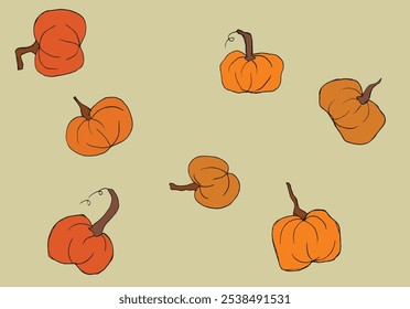 Outline illustration vector image of squashes and pumpkins.
Hand drawn artwork of a pumpkin.
Simple cute original logo.
Hand drawn vector illustration for posters.